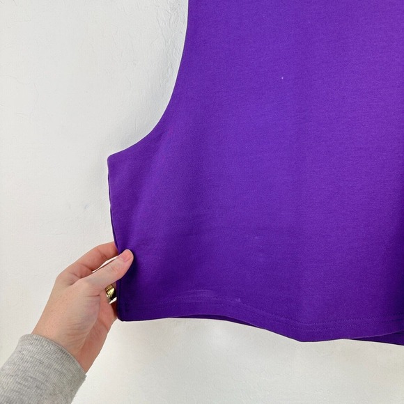 She + Sky Tank Top Womens M Purple Cropped Cotton Pullover Round Neck Stretch - Picture 3 of 6
